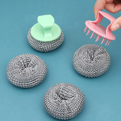 Two-Piece Kitchen Wire Cleaning Ball Nano Sponge Wipe Set