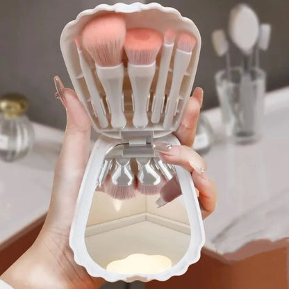 Shell Makeup Brushes Set with Mirror