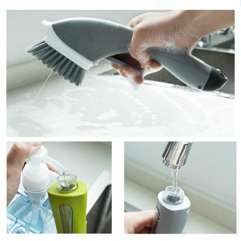 2 In 1 Bathroom Cleaning Brush Soap Dispenser Floor